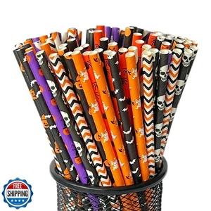 YAOSHENG paper straws 200 pieces. Halloween party decoration straws are biode - Picture 1 of 5