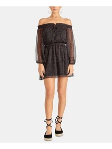 RACHEL RACHEL ROY Womens Black Long Sleeve Off Shoulder Mini Sheath Dress S - Picture 1 of 4