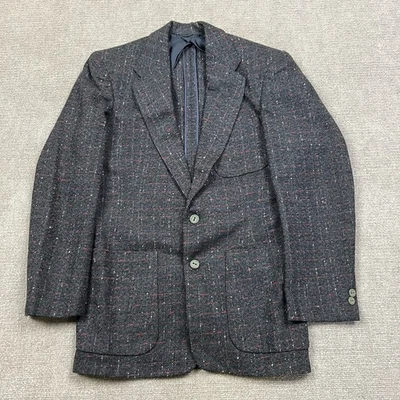 Vintage 50s Fines Atomic Fleck Windowpane Wool Blazer Suit Jacket Mens Small 60s - Image 1 of 4