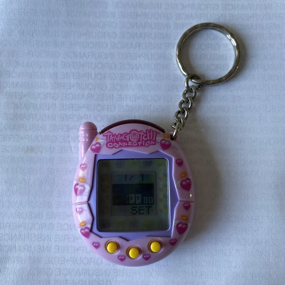 Tamagotchi Connection 2004 Bandai Hearts Halo Angel Wings Pink Authentic - Image 1 of 4