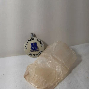  Vintage USA FINANCE SCHOOL INSTRUCTOR embossed 2" round metal id tag plate - Picture 1 of 2