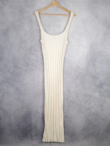 Free People Beach Sweater Dress Womens XS Cream Low Scoop Ribbed Knit - Picture 1 of 17
