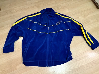 Golden State Warriors Jacket Full Zip Majestic 4XL Blue Yellow Fleece Velour NBA - Image 1 of 4
