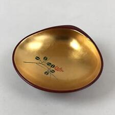 Japanese Lacquerware Replica Gilt Bowl Vtg Shell Sweets Dish Gold Red Flower L73