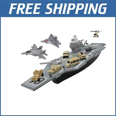 Imaginative 30-Inch Aircraft Carrier Playset with 3 Planes and 6 Vehicles - Image 1 of 4