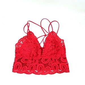 Victoria's Secret PINK Longline Lace Bralette Bra Red Stretch Back XS Strappy - Picture 1 of 4