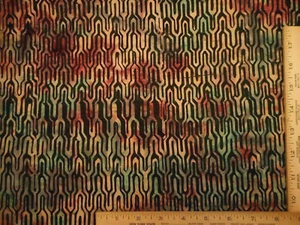 Batik Fabric By Half-Yard Black on Pink Green Light Orange Premium Cotton #32 - Picture 1 of 2