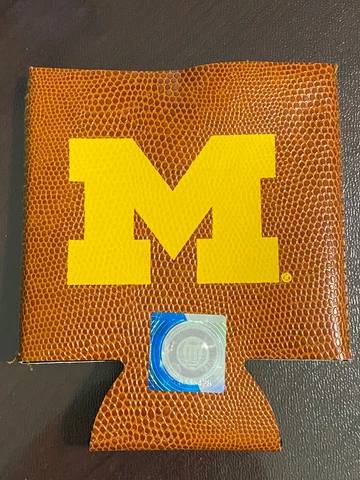 Michigan Wolverines Football NCAA Pleather Koozie Can Cooler Holder Meijer Bent Cover
