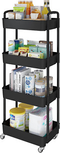 4-Tier Storage Cart,Multifunction Utility Rolling Cart Kitchen Storage Organizer