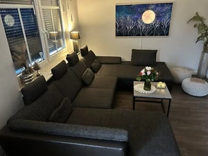 wohnlandschaft u form mit schlaffunktion Leder/Stoff - Bild 1 von 9
