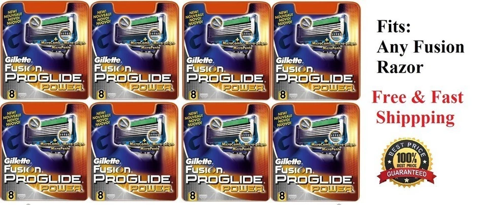 8 Gillette Fusion Proglide Power Razor Blades Refills Cartridges