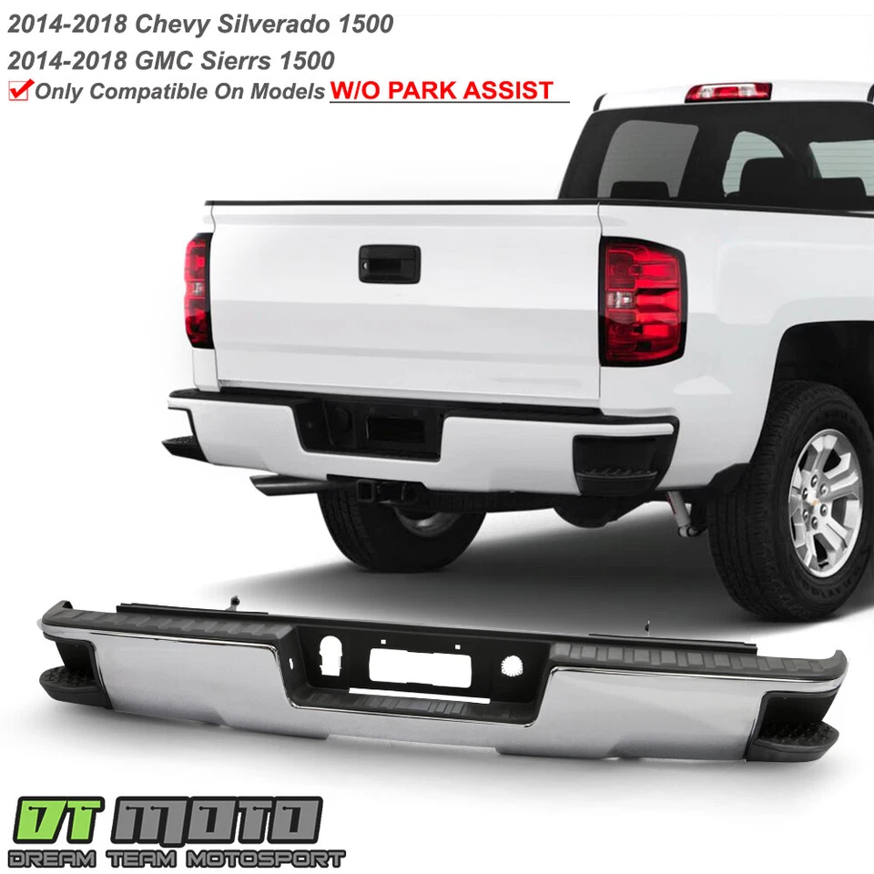 2014-2018 Chevy Silverado/Sierra 1500 Chrome Rear Step Bumper W/O Sensor Holes - Imagem 1 de 1