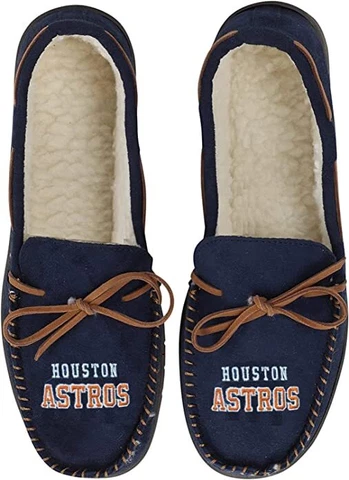 MLB Houston Astros Men's Colored Moccasin Hard Slippers Cover