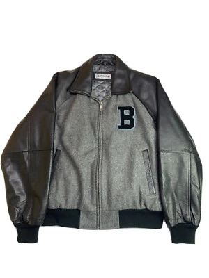 Boeing Heavy Leather Letterman Jacket varsity flight  Size Large Wool black - Image 1 of 4