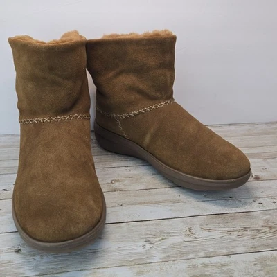 Bota FitFlop inverno tornozelo camurça bronzeada feminina tamanho 8.5 C01 - Imagem 1 de 4