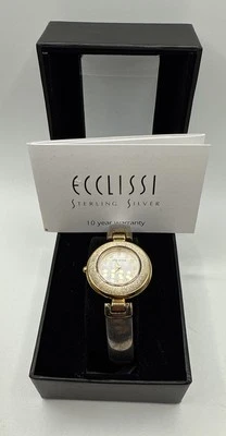 Ecclissi 32310 Sterling Silver Watch Women Two Tone .925 Case & Band NOS 52g - Image 1 of 4
