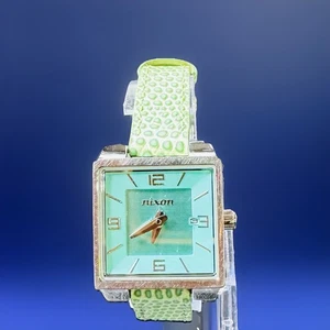 Nixon Women’s Square Watch – Green Strap, Turquoise Dial – Funky Retro Style - Picture 1 of 4