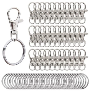 Metal Swivel Snap Hooks with Split Key Rings Keychain for Lanyards Jewelry Fi... - Picture 1 of 6