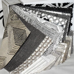 FABRIC SAMPLE BOOK Beige Black Gray Cream VENICE LUXE NEUTRALS 59pcs LOT Variety - Picture 1 of 19