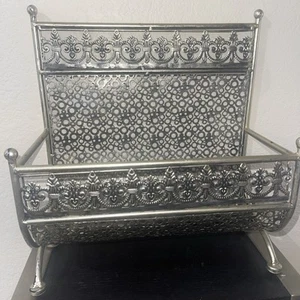 Vintage Album Magazine Rack Stand Holder Mesh Metal Mid Century - Picture 1 of 6