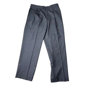 Lauren Ralph Lauren Wool Dress Pants Gray Pleated Cuff Hem Mens 34x30 - Picture 1 of 6