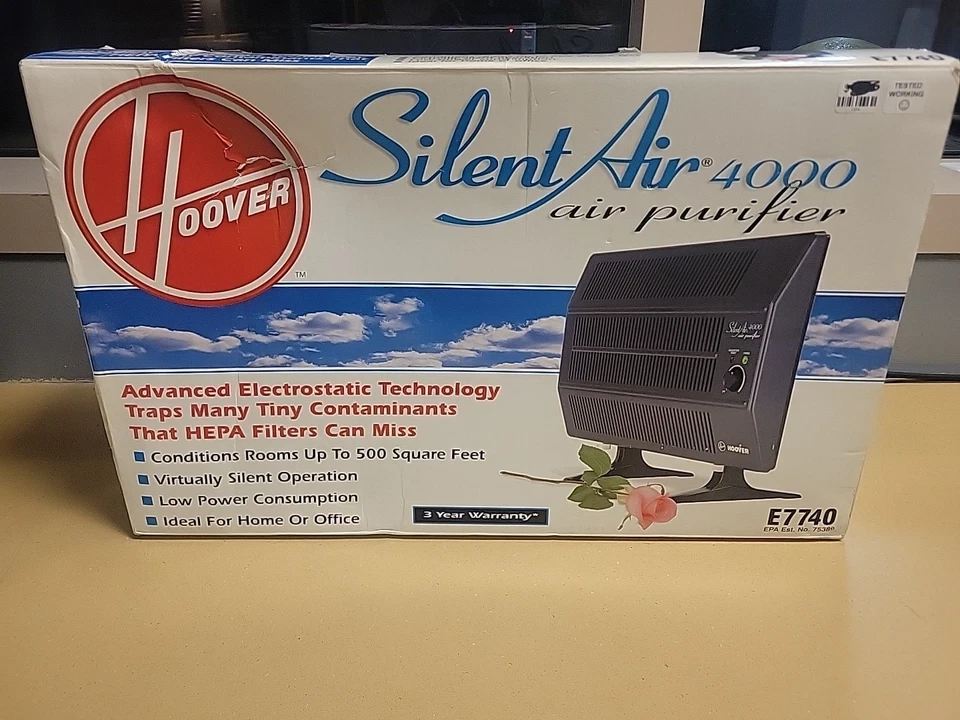 Purificador de aire Hoover "Silent Air 4000" nuevo en caja negro E7740 SA4000 ¡¡Silencioso iónico de aire!!! Foto 1 de 4