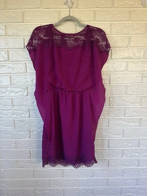 Vestido Jessica Simpson Talla 6 Ciruela Encaje Gasa - Estilo Y2K Sweetheart 💋 Foto 1 de 4