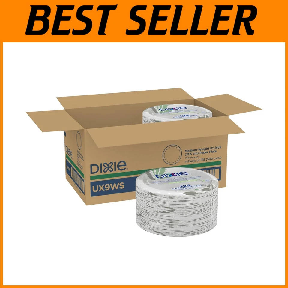 Platos de papel compostables Dixie 8,5" 500 unidades - aptos para microondas y diseño elegante Foto 1 de 4