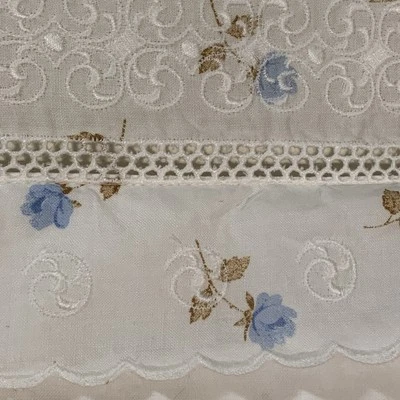 Ricamo Svizzero White & Blue Floral Embroidered Pillow Sham Swiss/Italian  - Image 1 of 4