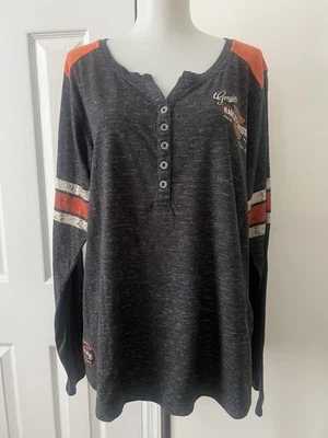Harley-Davidson Long Sleeve Women's Top Size XL Rhinestone Embellished - Image 1 of 4