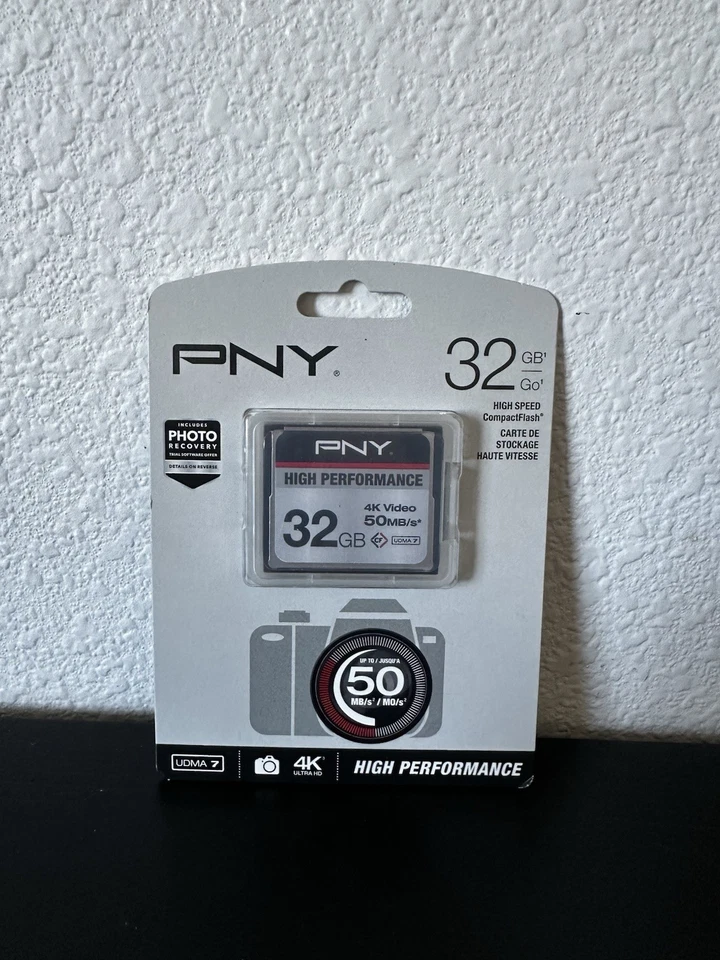 New Sealed PNY 32gb High Performance Compact Flash Card P-cf32gu7-ge 4K UDMA 7 - Image 1 of 2