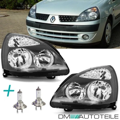 SET Scheinwerfer +2x H7 Birnen V6 Schwarz Renault Clio II bj.01-05 +3J GARANTIE - Bild 1 von 4