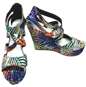 Jubilee Tropical Strappy Sandals Wedge Heels Zipper Shoes Multicolor Women’s 6 - Picture 1 of 11