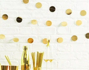 4m Metallic Gold Dot Confetti Circle Paper Garland Bunting Banner Party Decor - Picture 1 of 2