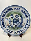 MA Hadley Pottery Large Serving Platter  Farmer  And Wife 11 Inch 1974