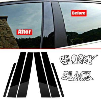 Postes de pilar de ventana negros brillantes aptos para BMW Serie 3 E90 2005-2012 6 piezas Foto 1 de 4