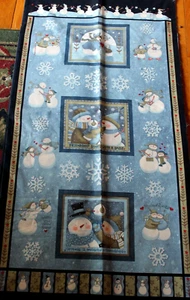 Winter Friendships Snowmen Quilt Fabric Panel by Teresa Kogut for Marcus 24 x 43 - Picture 1 of 4