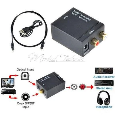 MARKENLOS Adaptador convertidor de audio digital a analógico Toslink coaxial óptico RCA L/R 3,5 mm