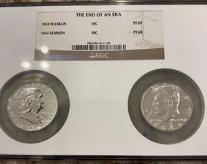End Of An Era NGC 1963 Franklin PR69 & Kennedy PR69 🌟Monster Rare Grade🌟 - Picture 1 of 7