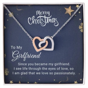 Girlfriend, Christmas Gift, Interlocking Hearts Necklace - Picture 1 of 2