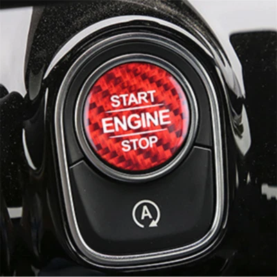 Глянцевая красная наклейка из углеродного волокна на кнопку запуска двигателя автомобиля для Benz GLE GLS G 2020+ - Изображение 1 из 4