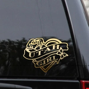 UTAH GIRL Heart & Rose Home State Love Vinyl Decal Sticker - Picture 1 of 2