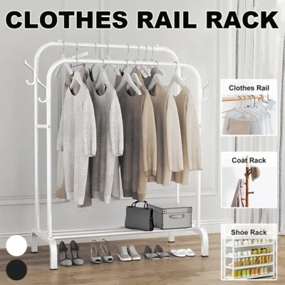  XXL Rollbar Garderobenständer Kleiderständer 2 Kleiderstangen und 2 Ablage  - Bild 1 von 4