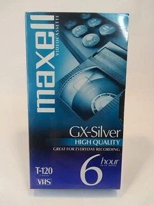Maxell Blanco VHS Videocassette GX-Plata T-120 6 Horas Cinta de Alta Calidad - Imagen 1 de 4
