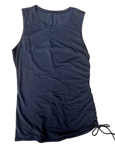 Camiseta sin mangas negra LULULEMON para mujer cincha lateral corbata acanalada Athleisure pequeña 4-6? - Imagen 1 de 5