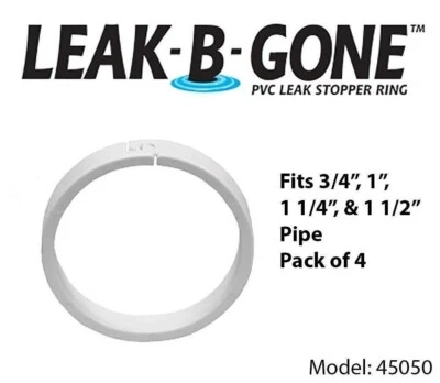 KING INNOVATION Leak-B-Gone 45050 Plumbing PVC Pipe Leak Repair Rings 3/4", 1", 1 Pack, White