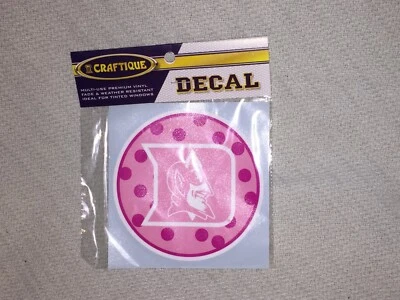 CRAFTIQUE 4inch Pink & White ROUND POLKA DOT DUKE Multi-Use Vinyl DECAL #GoDuke - Image 1 of 3