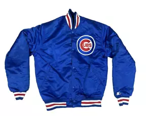 Chicago Cubs Starter Mens Satin Jacket Size Medium Blue USA NA - Picture 1 of 20