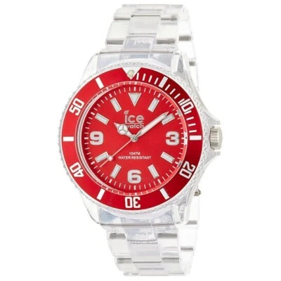 Authentic Ice Watch, Ice Pure Red Dial, 48MM Men's Quartz Watch, Clear Band, NEW - Image 1 of 4