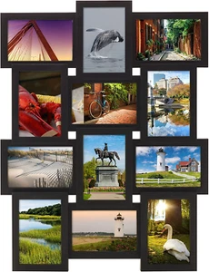 12 Opening Collage Frame, Displays 4X6 and Six 6X4 Inch Photos, Black - Picture 1 of 12